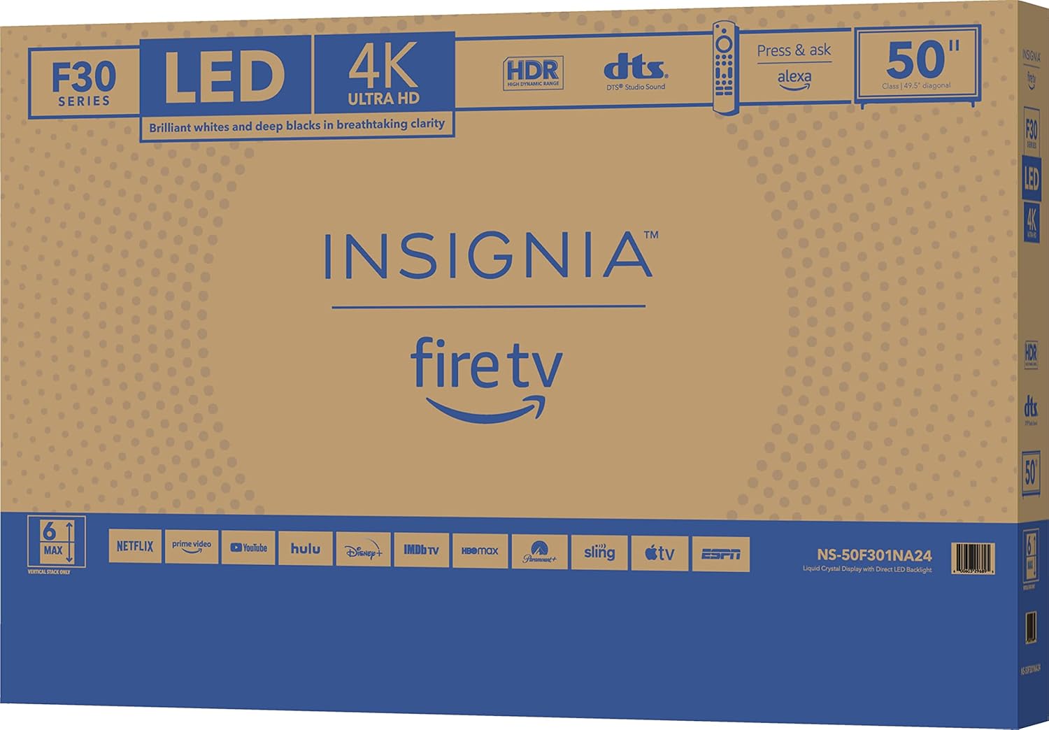 INSIGNIA 50-inch Class F30 Series LED 4K UHD Smart Fire TV with Alexa Voice Remote (NS-50F301NA24)-7