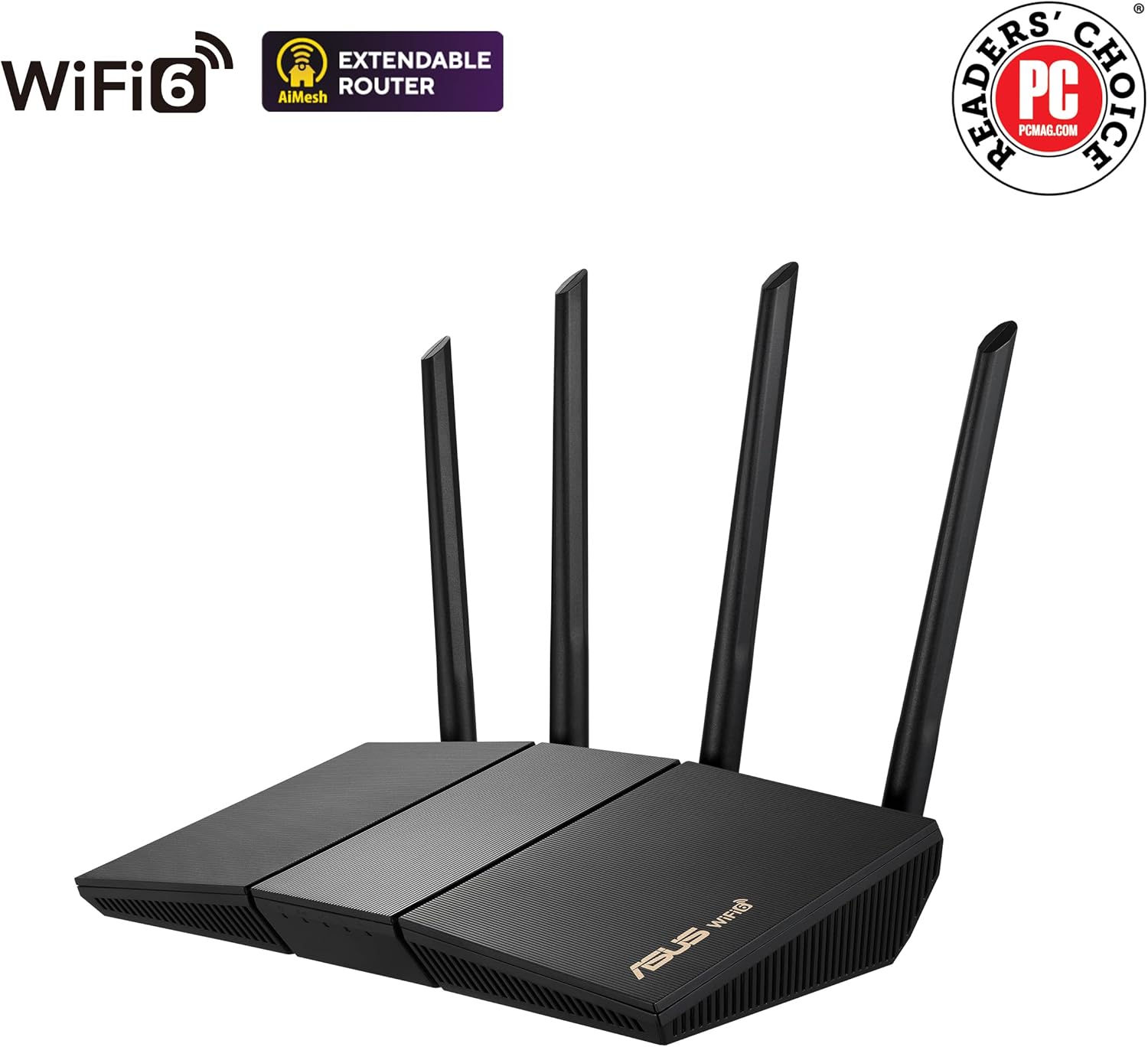 ASUS AX3000 WiFi 6 Router (RT-AX57) - Dual Band Gigabit Wireless Internet Router, Gaming & Streaming, AiMesh Compatible, Included Lifetime Internet Security, Parental Control, MU-MIMO, OFDMA-1