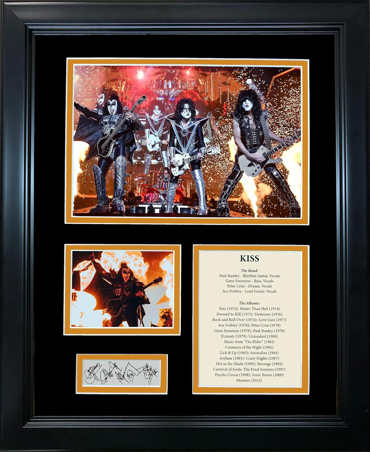 HOFSM.COM Hall of Fame Sports Memorabilia Framed KISS Band Facsimile Laser Engraved Signature Auto 11"x14" Music Photo Sig Collage-0