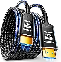 10K 8K HDMI Cable, 1.5FT, 3.3FT, 6.6FT, 10FT, 16FT, 20FT, 25FT Heavy Duty High-Speed Braided HDMI Cable, Professional HDMI Cord, 48Gbps, 4K@120Hz, 8K@60Hz, HDR, DTS:X, HDCP 2.2/2.3