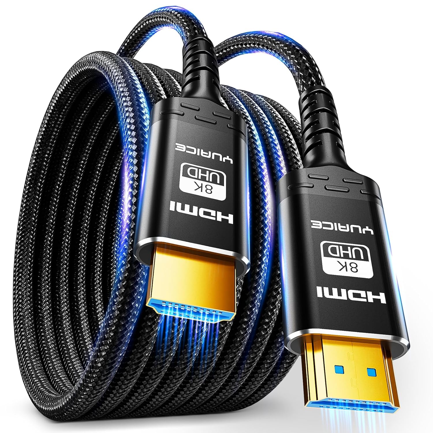 10K 8K HDMI Cable, 1.5FT, 3.3FT, 6.6FT, 10FT, 16FT, 20FT, 25FT Heavy Duty High-Speed Braided HDMI Cable, Professional HDMI Cord, 48Gbps, 4K@120Hz, 8K@60Hz, HDR, DTS:X, HDCP 2.2/2.3-0