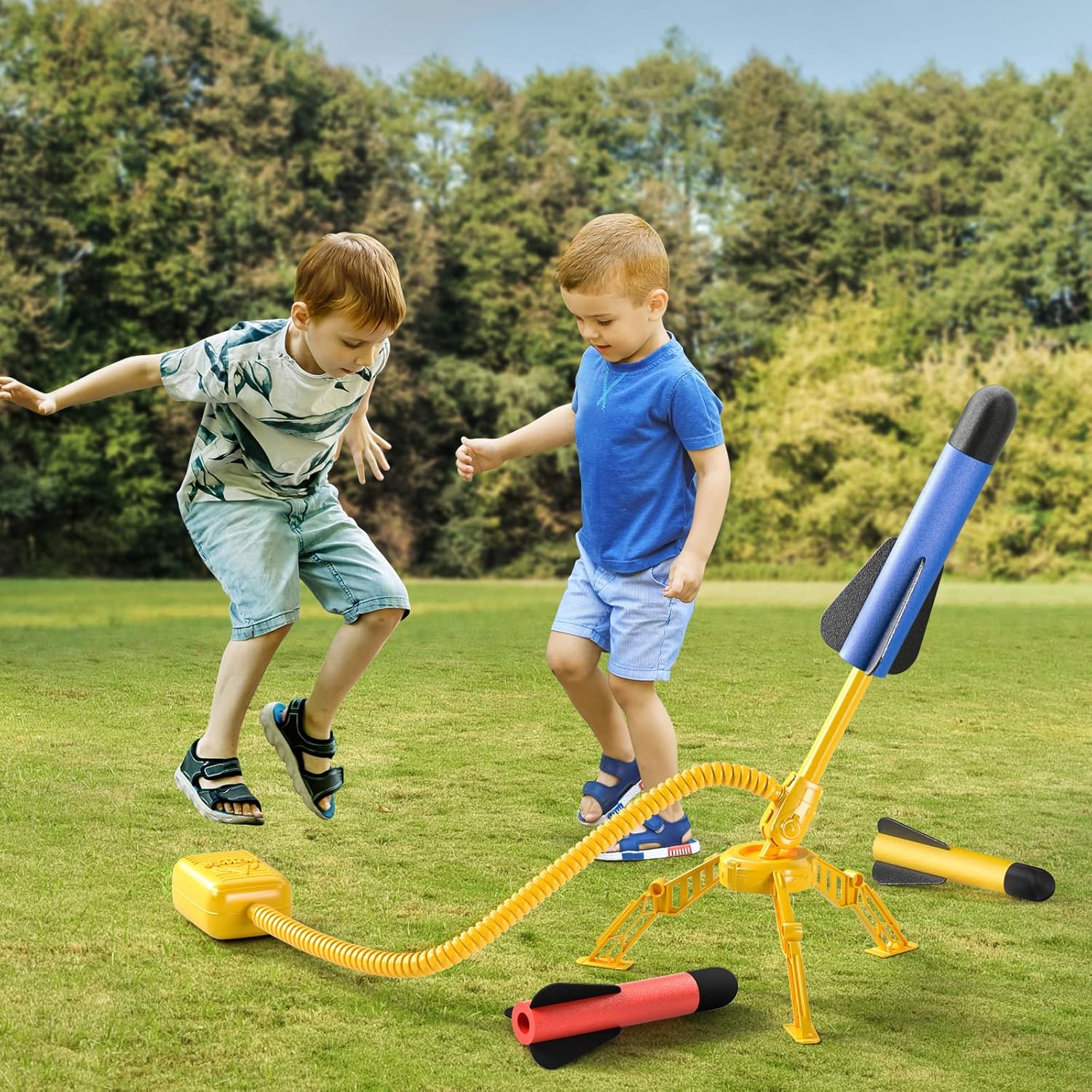 TEMI Rocket Launcher for Kids, 12 Foam Rockets and Launcher Pad, Launch up to 100+ft, Kids Outdoor Toys, Birthday Gift Toys for Kids Boys Girls Age 3 4 5 6 + Years Old-1