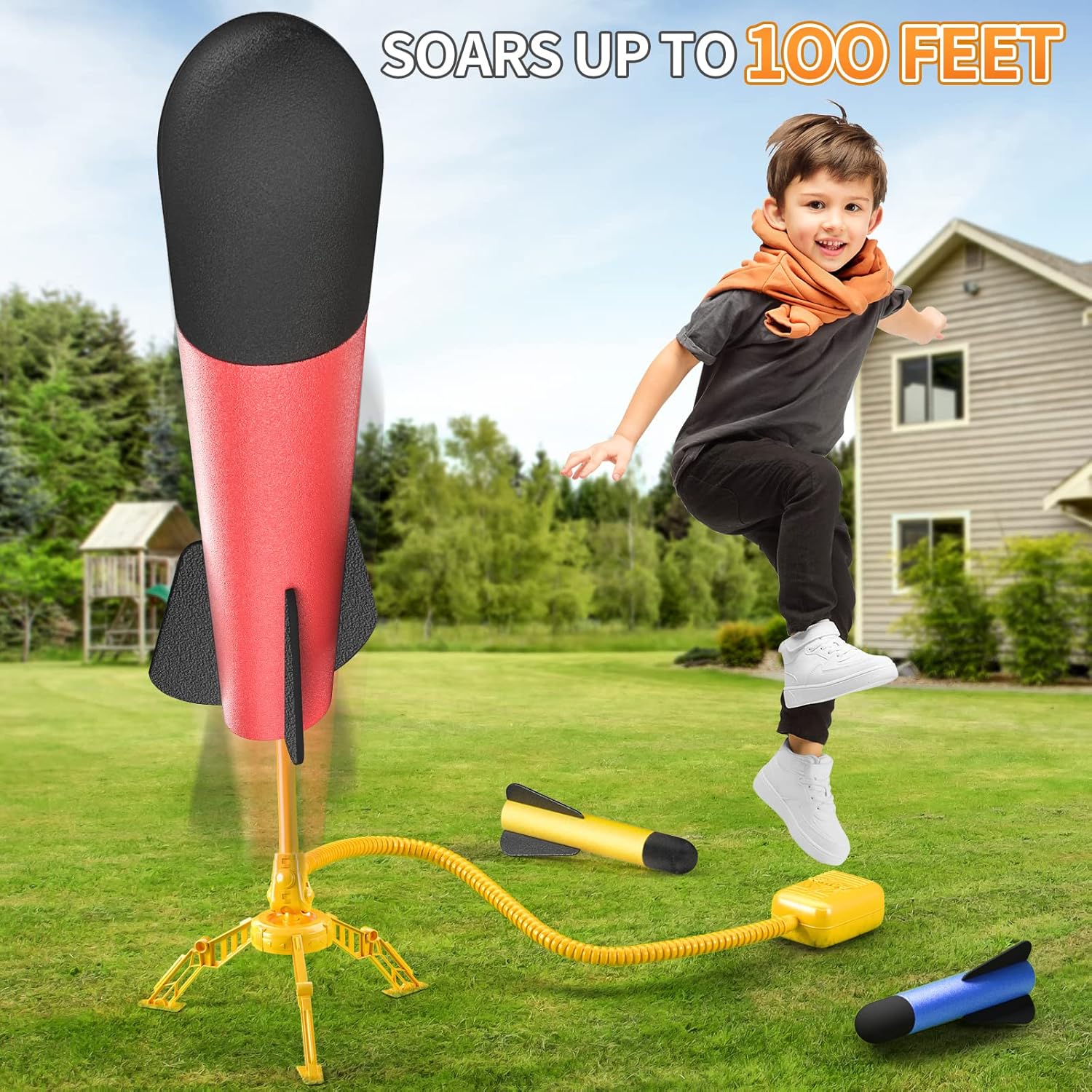 TEMI Rocket Launcher for Kids, 12 Foam Rockets and Launcher Pad, Launch up to 100+ft, Kids Outdoor Toys, Birthday Gift Toys for Kids Boys Girls Age 3 4 5 6 + Years Old-2