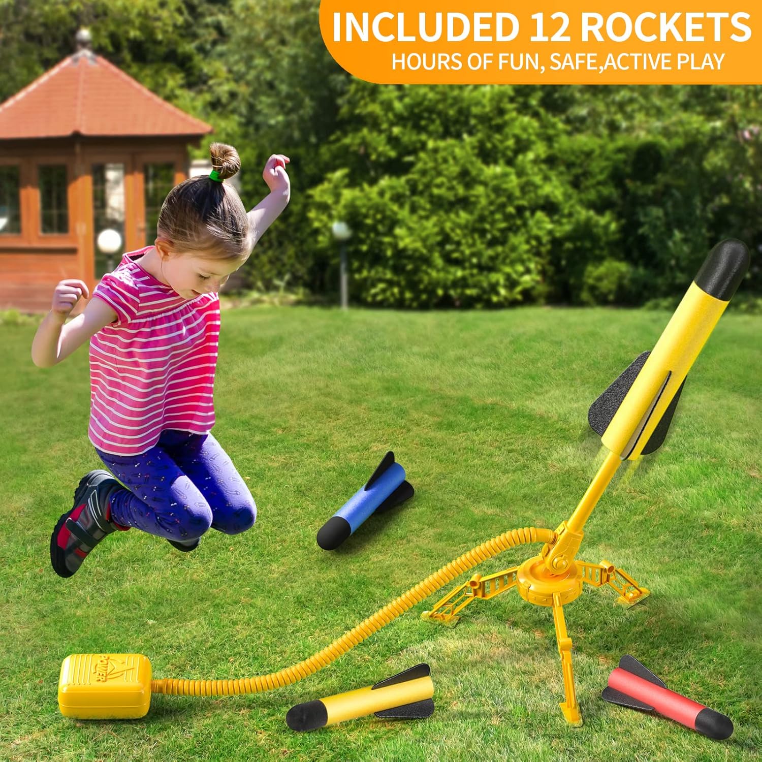 TEMI Rocket Launcher for Kids, 12 Foam Rockets and Launcher Pad, Launch up to 100+ft, Kids Outdoor Toys, Birthday Gift Toys for Kids Boys Girls Age 3 4 5 6 + Years Old-3