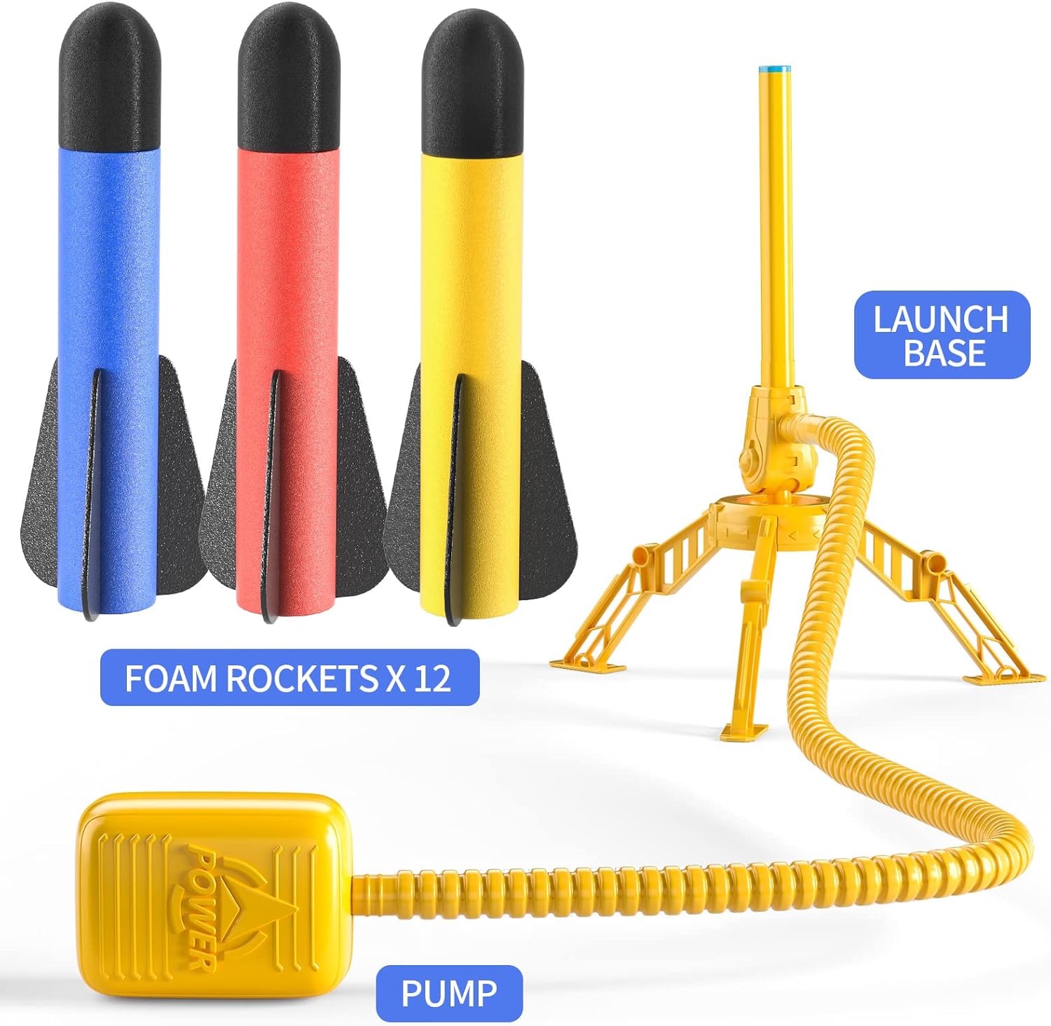 TEMI Rocket Launcher for Kids, 12 Foam Rockets and Launcher Pad, Launch up to 100+ft, Kids Outdoor Toys, Birthday Gift Toys for Kids Boys Girls Age 3 4 5 6 + Years Old-5