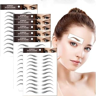 77Pairs Eyebrow Tattoo Stickers 4D Hair-like Waterproof Natural Fake Eyebrow Stickers,Long Lasting Eyebrow Grooming Shaping Perfect for Women and Girls (Black)