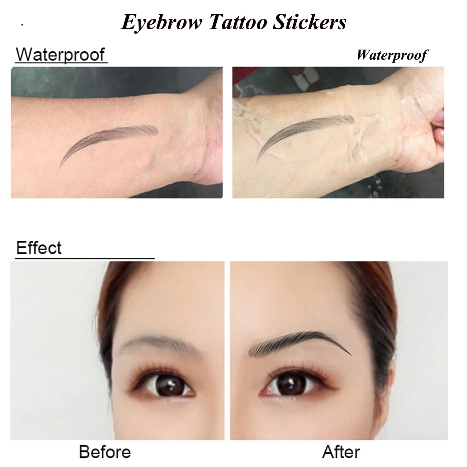 77Pairs Eyebrow Tattoo Stickers 4D Hair-like Waterproof Natural Fake Eyebrow Stickers,Long Lasting Eyebrow Grooming Shaping Perfect for Women and Girls (Black)-5