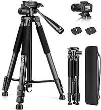 JOILCAN Tripod for Camera, Camera Tripod 67" Heavy Duty Tripod, Phone Tripod for Video Recording Photo Vlog, Aluminum Camera Tripods with Holder & Travel Bag for Camera DSLR iPhone Projector Laser