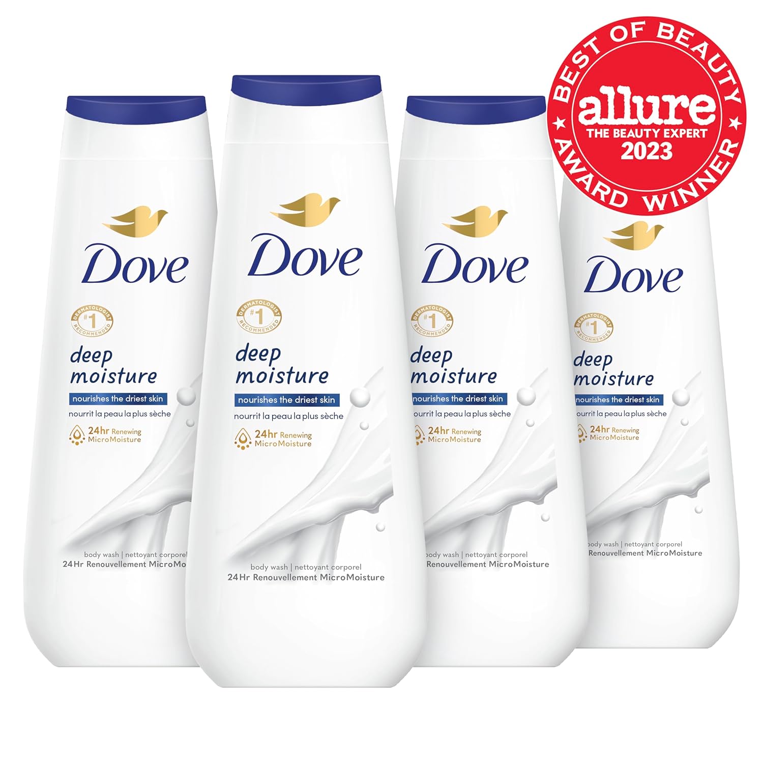 Dove Body Wash Deep Moisture 4 Count For Dry Skin Moisturizing Skin Cleanser with 24hr Renewing MicroMoisture Nourishes The Driest Skin 20 oz-2