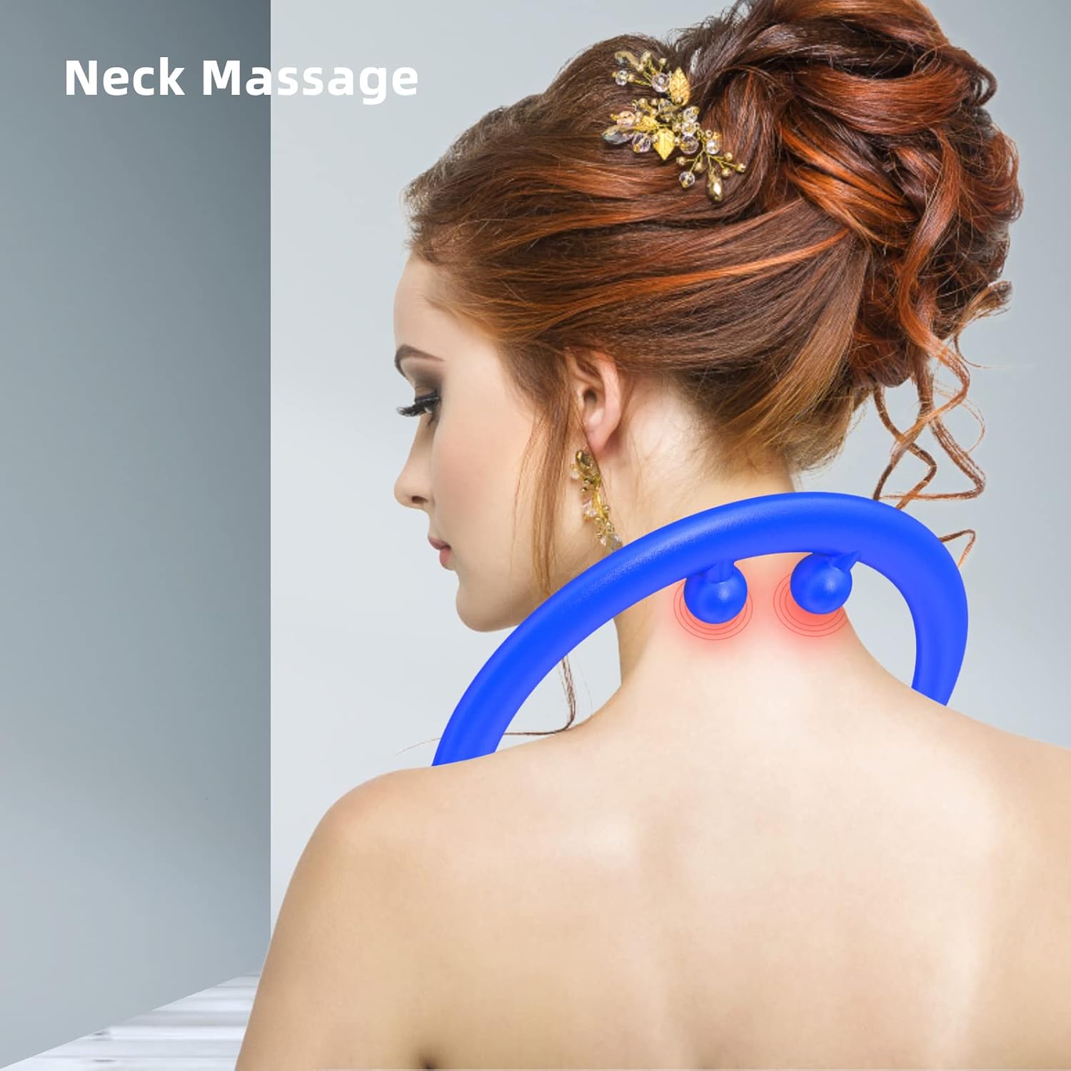 Back and Neck Massager, for Trigger Point Fibromyalgia Pain Relief and Self Massage Hook Cane Therapy(Blue)-4