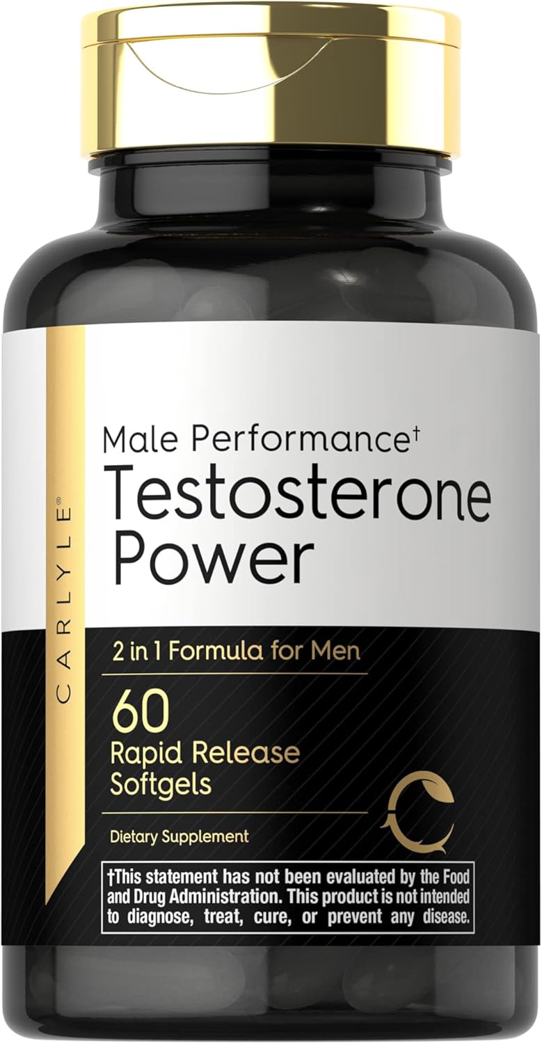 Carlyle Testosterone Power for Men | 60 Rapid Release Softgels | Non-GMO, Gluten Free Supplement-0