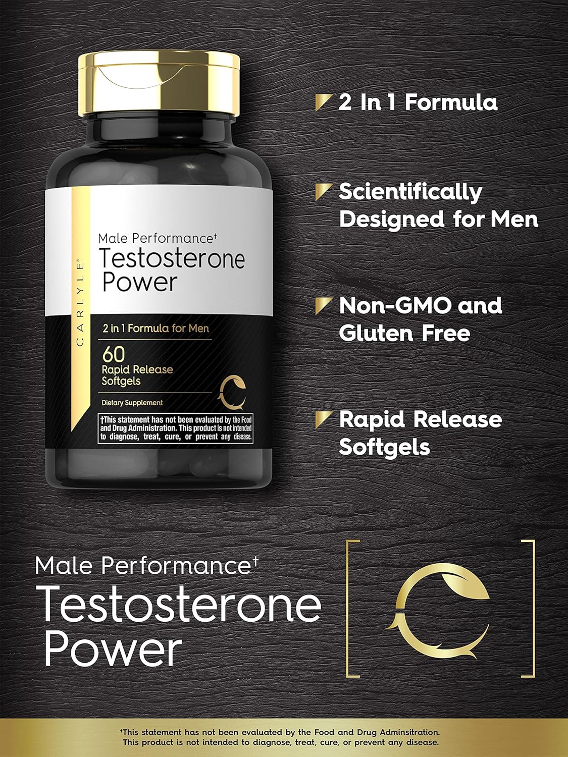 Carlyle Testosterone Power for Men | 60 Rapid Release Softgels | Non-GMO, Gluten Free Supplement-3