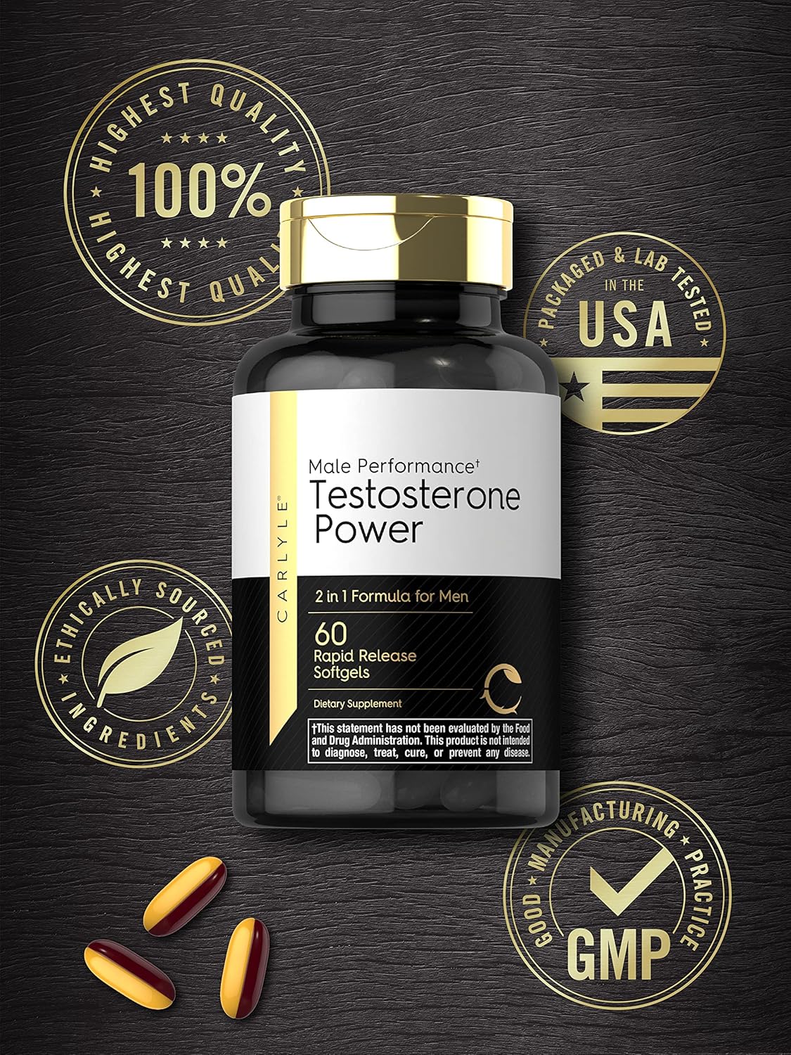 Carlyle Testosterone Power for Men | 60 Rapid Release Softgels | Non-GMO, Gluten Free Supplement-5