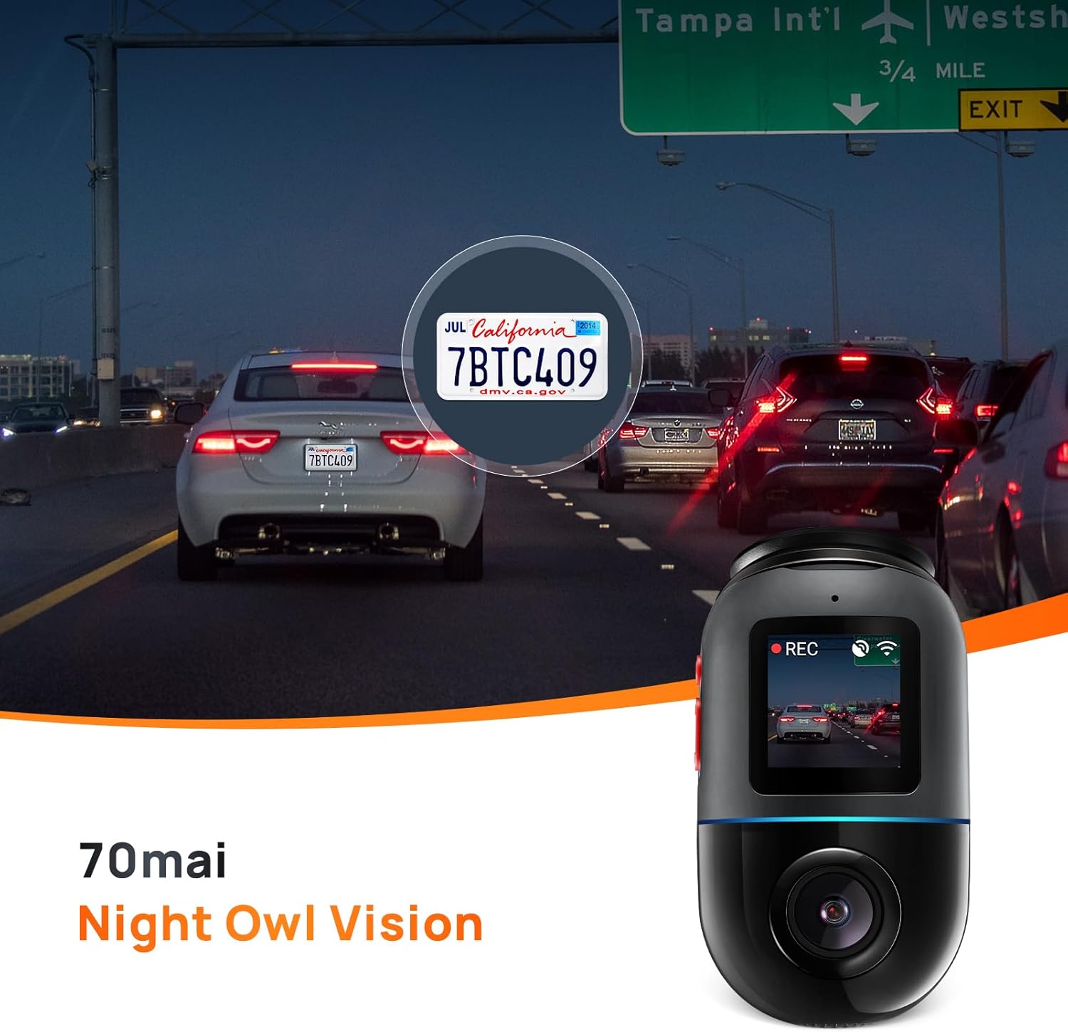 70mai Dash Cam Omni X200, 360° Rotating, Superior Night Vision,Built-in 128GB eMMC Storage, Time-Lapse Recording, 24H Parking Mode, AI Motion Detection, 1080P Full HD, Built-in GPS, App Control-3