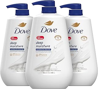 Dove Deep Moisture Body Wash 30.6 Fl Oz Pack of 3 with Pump, Luxurious Hydration for Dry Skin, Cleanser with 24hr Renewing MicroMoisture