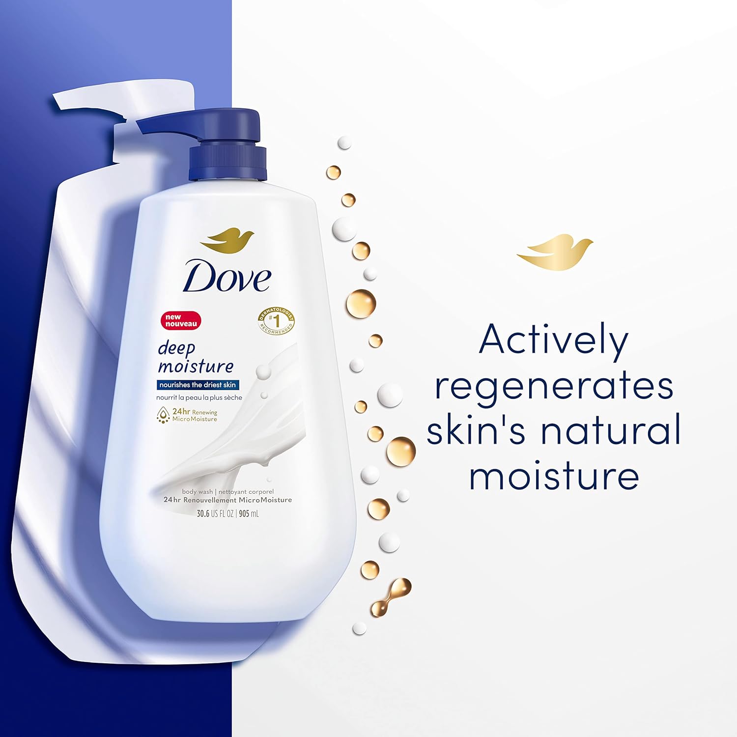 Dove Deep Moisture Body Wash 30.6 Fl Oz Pack of 3 with Pump, Luxurious Hydration for Dry Skin, Cleanser with 24hr Renewing MicroMoisture-2