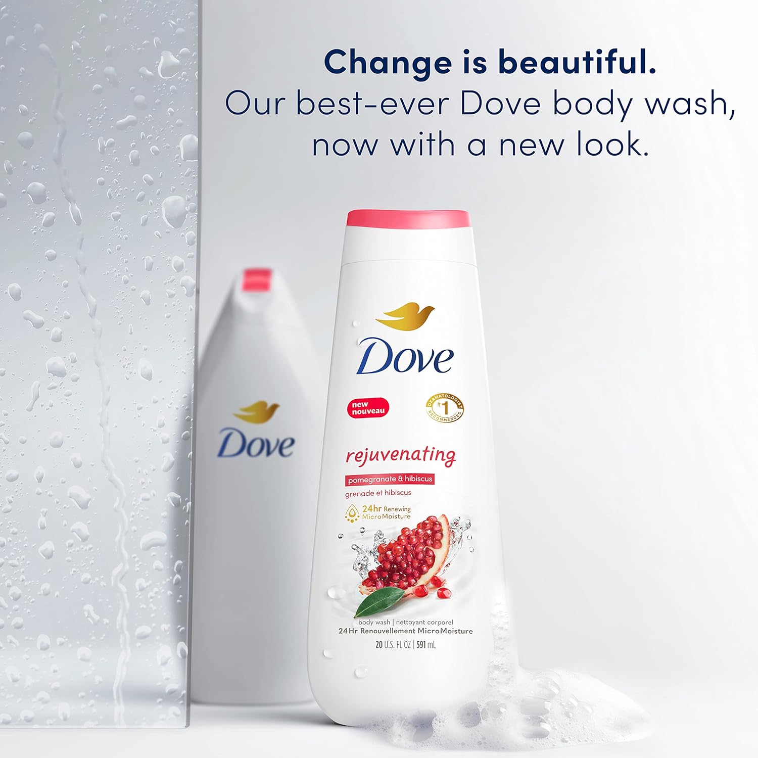 Dove Body Wash Rejuvenating Pomegranate & Hibiscus 4 Count for Renewed, Healthy-Looking Skin Gentle Skin Cleanser with 24hr Renewing MicroMoisture 20 oz-2