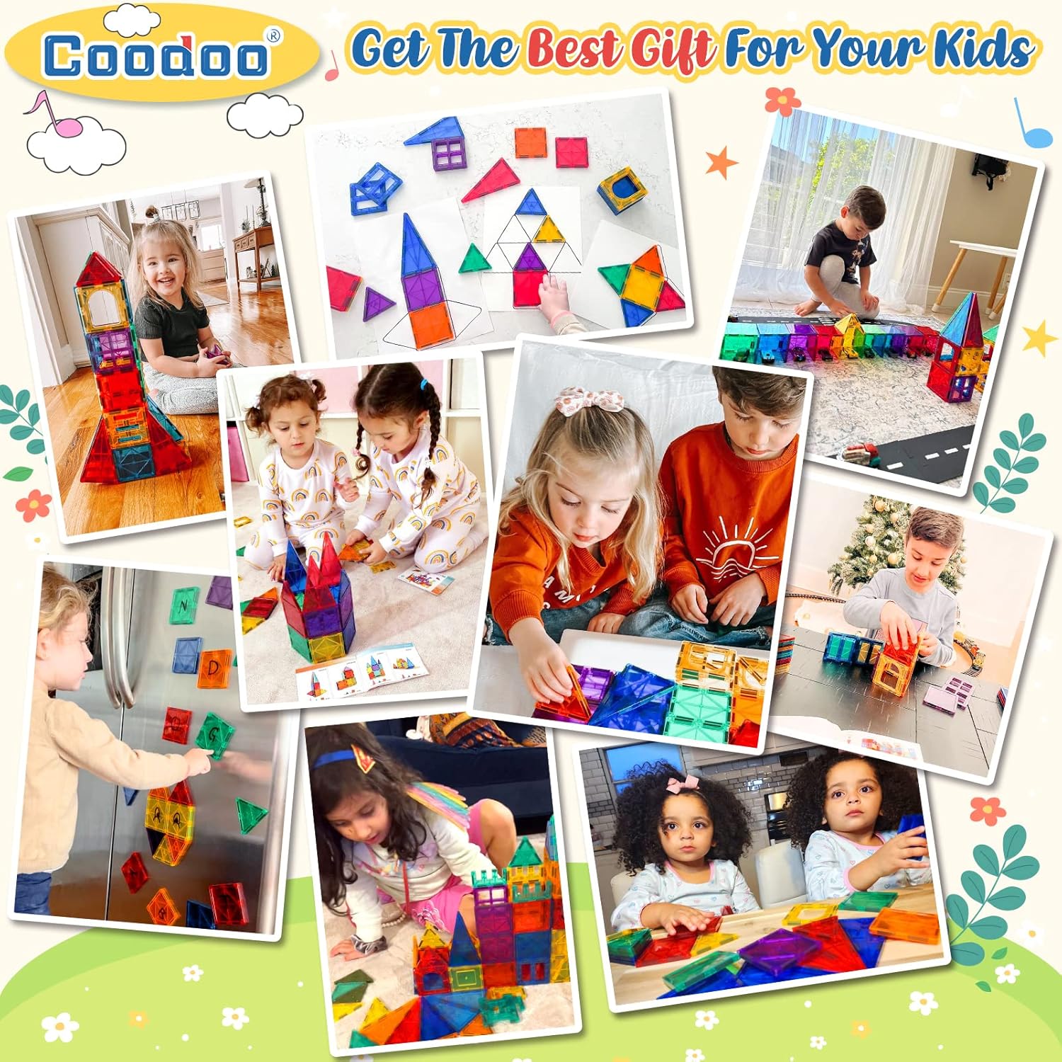 60 PCS Magnetic Building Tiles Kids Toys STEM Magnetic Blocks Sensory Toys Kids Games Magnet Building Toys for Boys and Girls Aged 3+, Kids Brain Development Preschool Kindergarten Toddler Toys-3