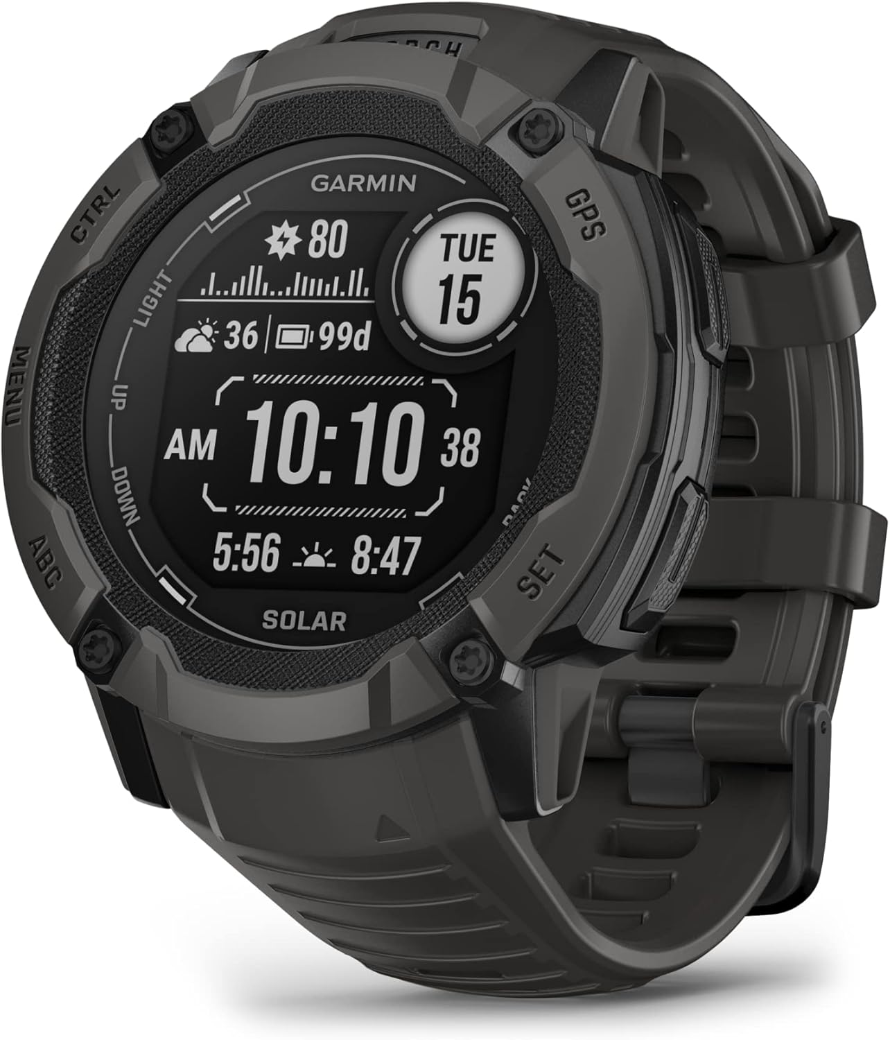 Garmin Instinct 2X Solar, Rugged GPS Smartwatch, Built-in Flashlight, Solar Charging Capability, Multi-Band GNSS, Graphite-0