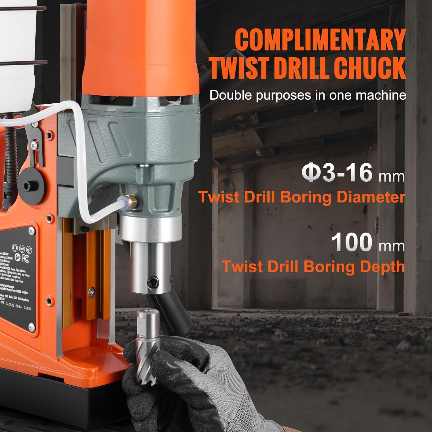 VEVOR Mag Drill Press, 1300W 1.57" Boring Diameter, 2922lbf Power Portable Magnetic Drill, 810 PRM, 11Pcs Drill Bits Electric Drilling Machine for Metal Surface, Industrial and Home Improvement-2