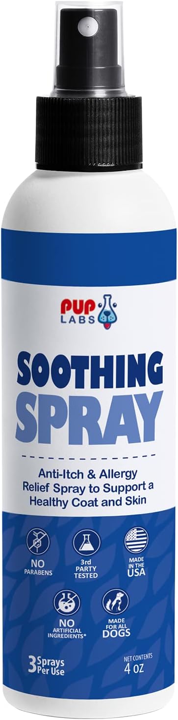 Soothing Spray - Natural Moisturizer Flushes Out Root Cause of Itching and Scratching - Hot Spot Relief for Dogs with BioFlavin Extract - Made for All Dogs and in The USA, 4 Fluid Ounces-0