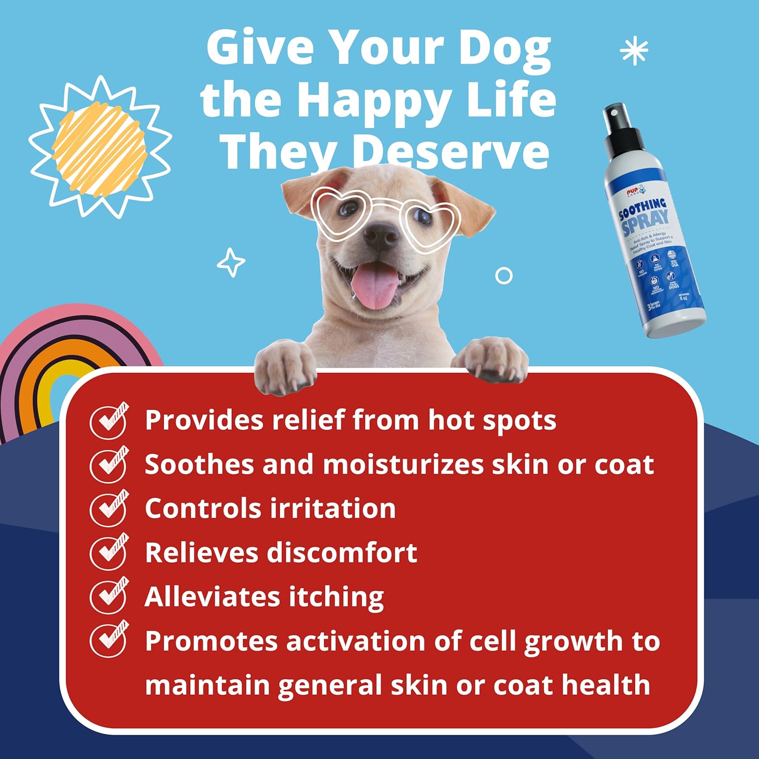 Soothing Spray - Natural Moisturizer Flushes Out Root Cause of Itching and Scratching - Hot Spot Relief for Dogs with BioFlavin Extract - Made for All Dogs and in The USA, 4 Fluid Ounces-2