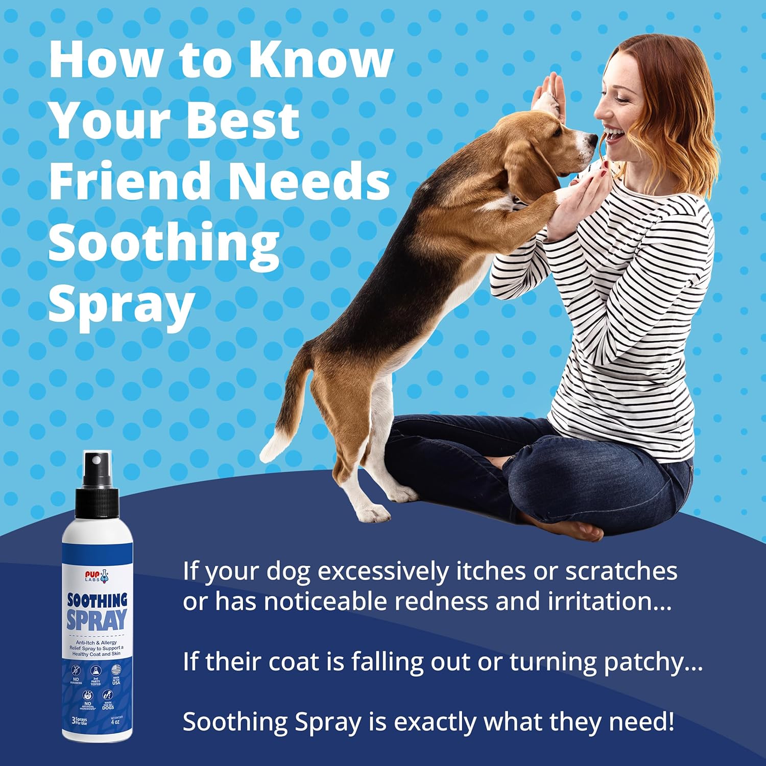 Soothing Spray - Natural Moisturizer Flushes Out Root Cause of Itching and Scratching - Hot Spot Relief for Dogs with BioFlavin Extract - Made for All Dogs and in The USA, 4 Fluid Ounces-5