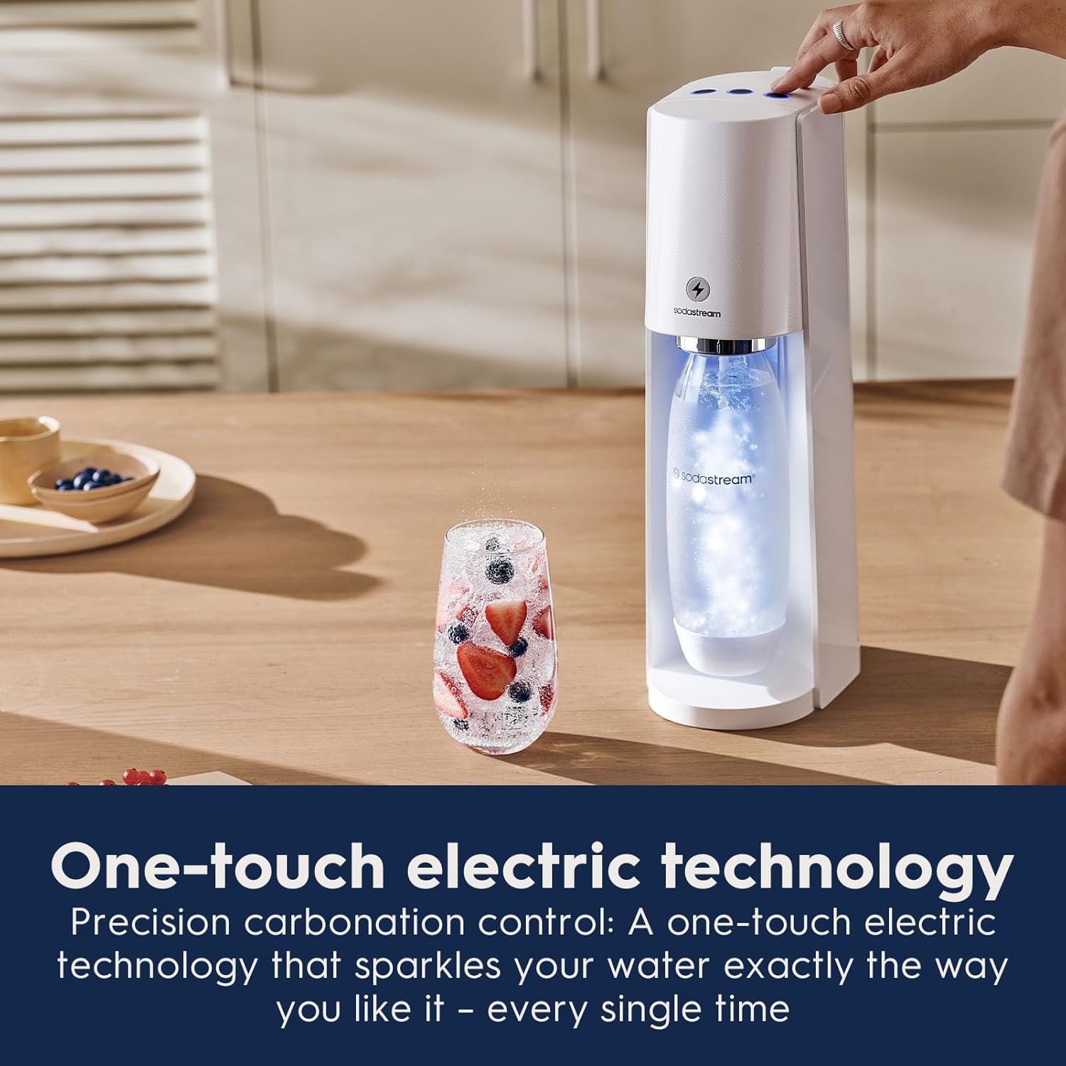 SodaStream E-TERRA Sparkling Water Maker Bundle (White), with CO2, Carbonating Bottles, and bubly Drops Flavors-5