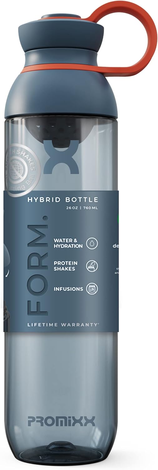 Promixx FORM Sports Water Bottle - Premium BPA Free Water Bottle for Fitness Sports & Outdoors - Sustainable Drinks Bottle with Measurement Markers and Leakproof Lid - 760ml / 26oz (Midnight Blue)-0