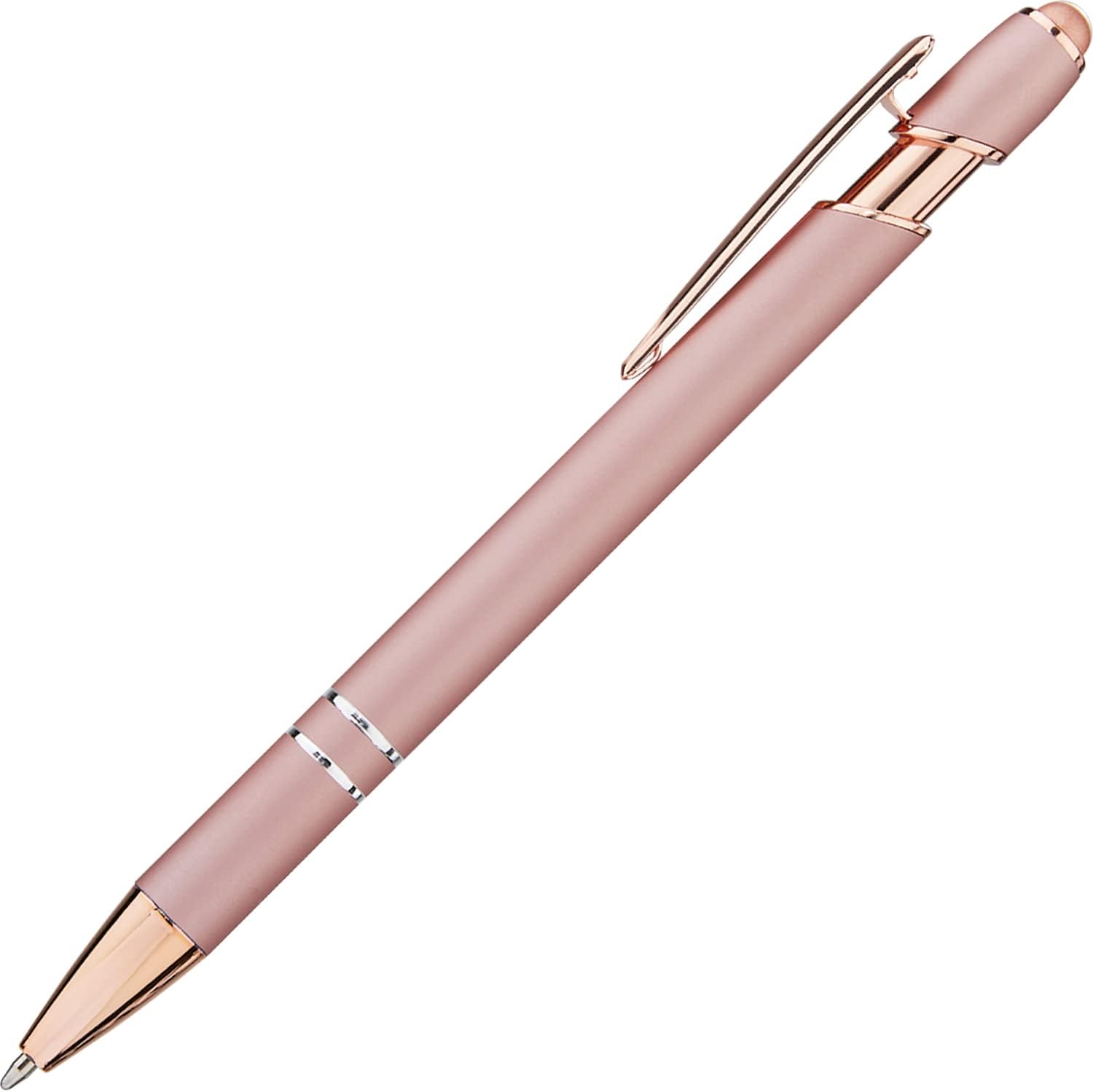 LINFANC 12 Pack Rose Gold Ballpoint Pen with Stylus Tip, 1.0 mm Black Ink Smooth Writing Pens, Metal Stylus Pens for Touch Screens-5