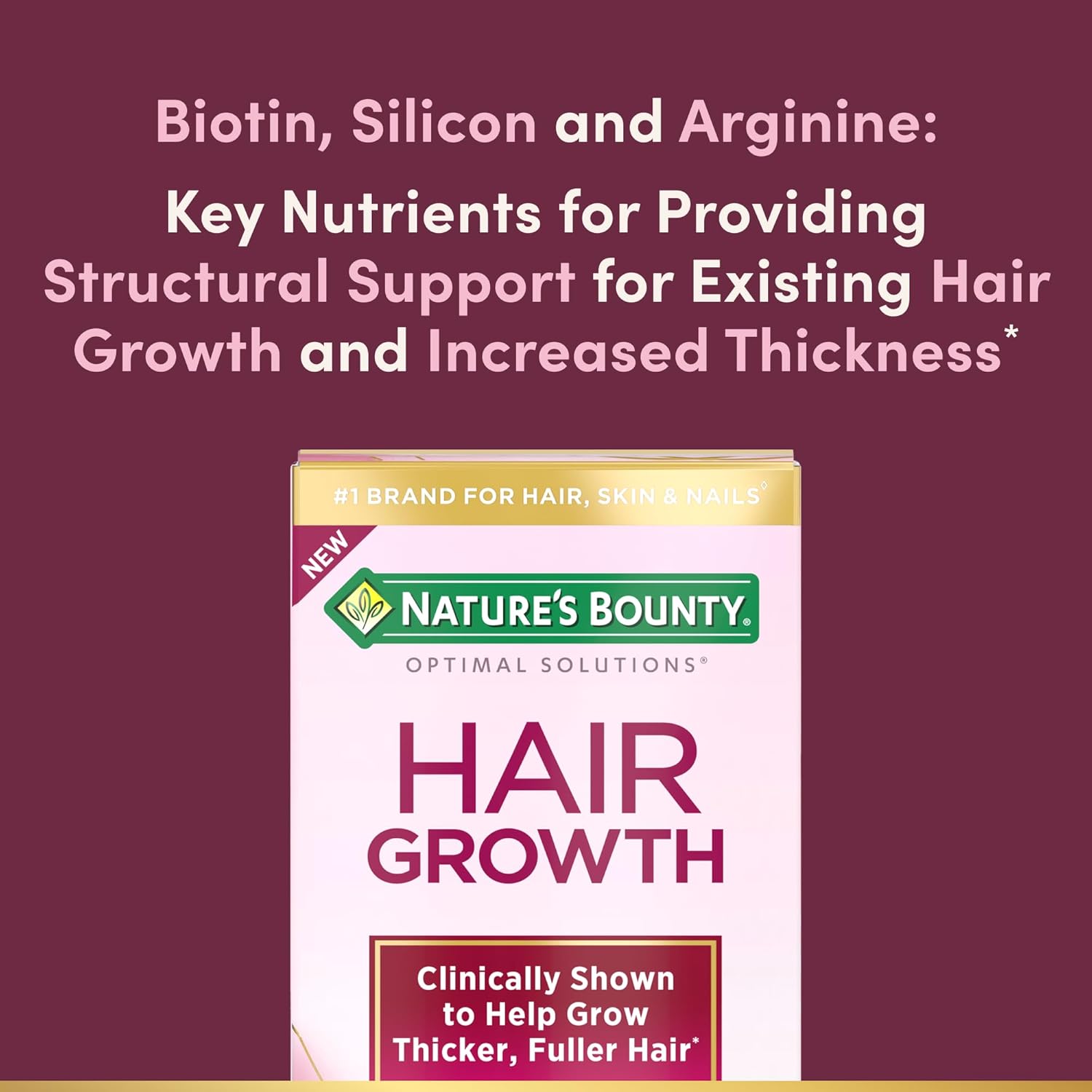 Nature's Bounty Hair Growth Supplement, 1 Per Day, Clinically Shown to Support Thicker, Fuller Hair, with Biotin, Silicon & Arginine, 30 Capsules-2