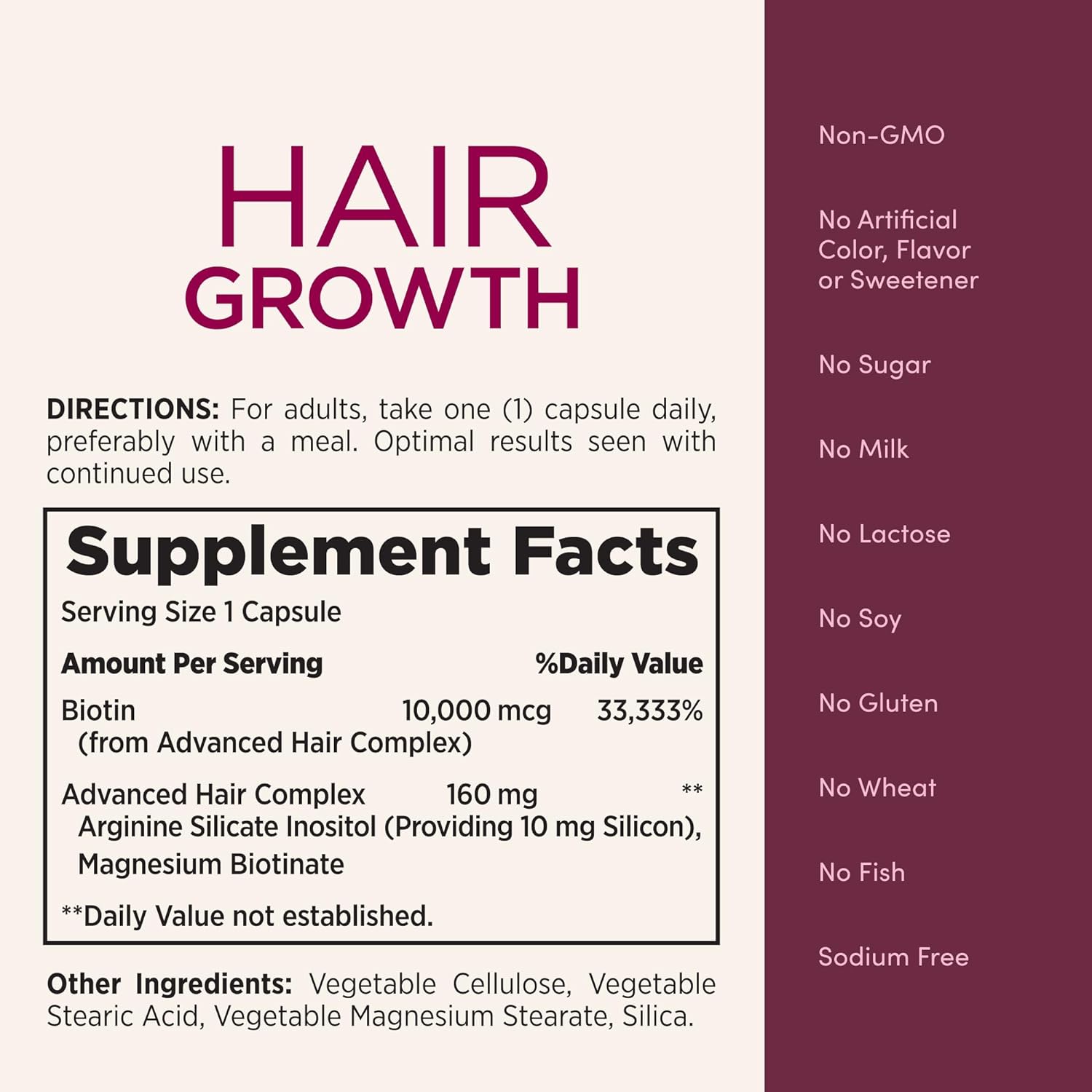 Nature's Bounty Hair Growth Supplement, 1 Per Day, Clinically Shown to Support Thicker, Fuller Hair, with Biotin, Silicon & Arginine, 30 Capsules-4