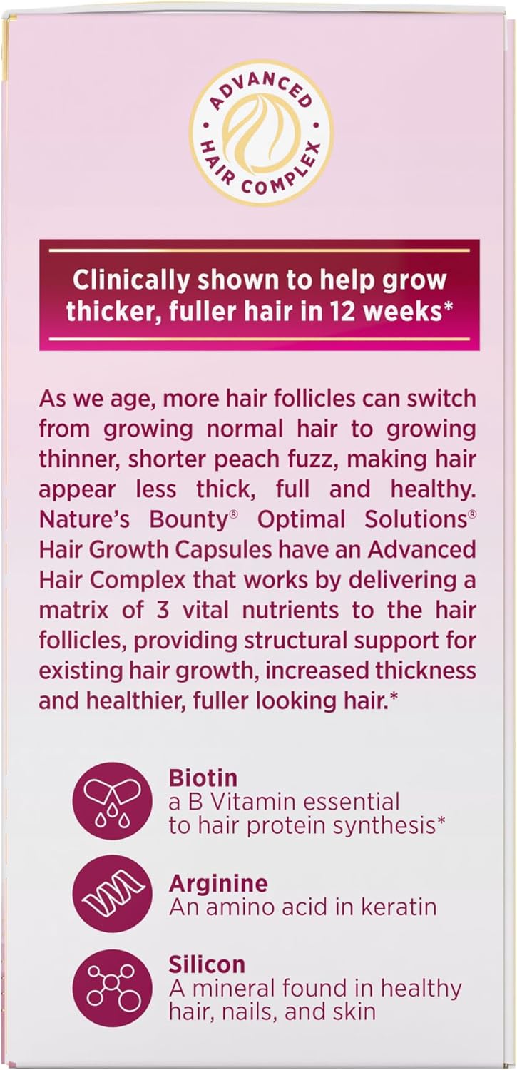 Nature's Bounty Hair Growth Supplement, 1 Per Day, Clinically Shown to Support Thicker, Fuller Hair, with Biotin, Silicon & Arginine, 30 Capsules-8