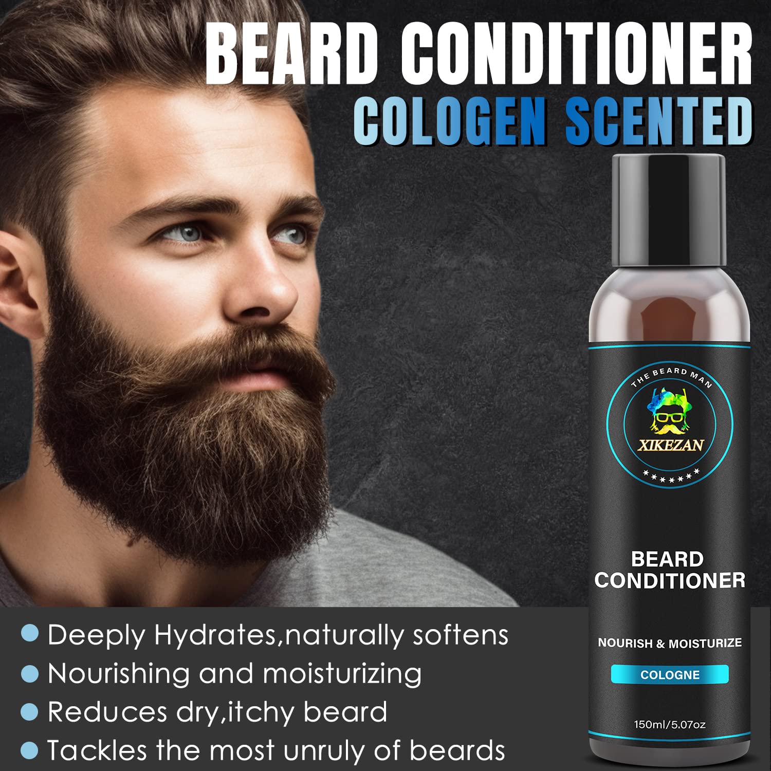 XIKEZAN Beard Conditioner for Men w/Argan & Jojoba Oils Deeply Cleans Smooths Soften & Strengthens,Christmas Stocking Stuffers Father Day Gifts for Men Him Dad Boyfriend Husband-1