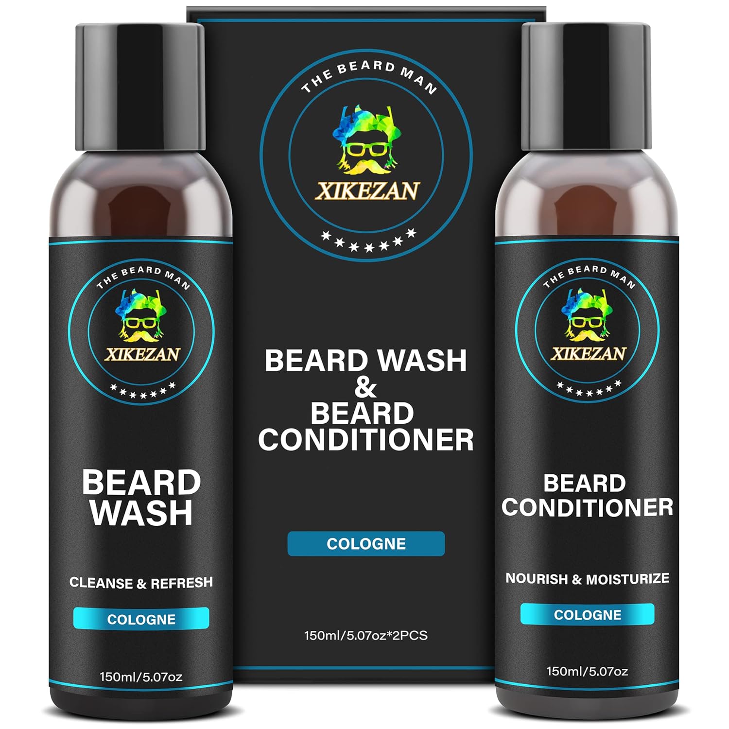 Beard Wash & Beard Conditioner Natural Beard Softener Set w/Argan & Jojoba Oils Smooths & Strengthens Beard Growth Christmas Stocking Stuffers Father Day Gifts for Men Him Dad Boyfriend Husband-0