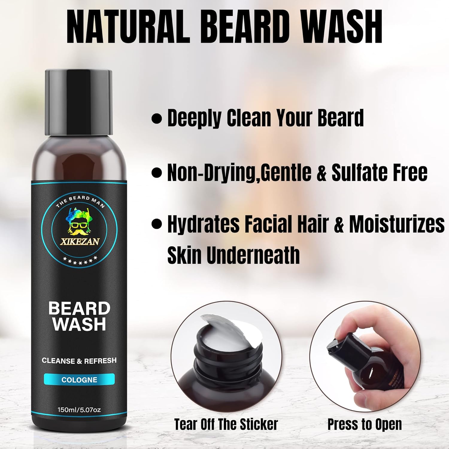 Beard Wash & Beard Conditioner Natural Beard Softener Set w/Argan & Jojoba Oils Smooths & Strengthens Beard Growth Christmas Stocking Stuffers Father Day Gifts for Men Him Dad Boyfriend Husband-2