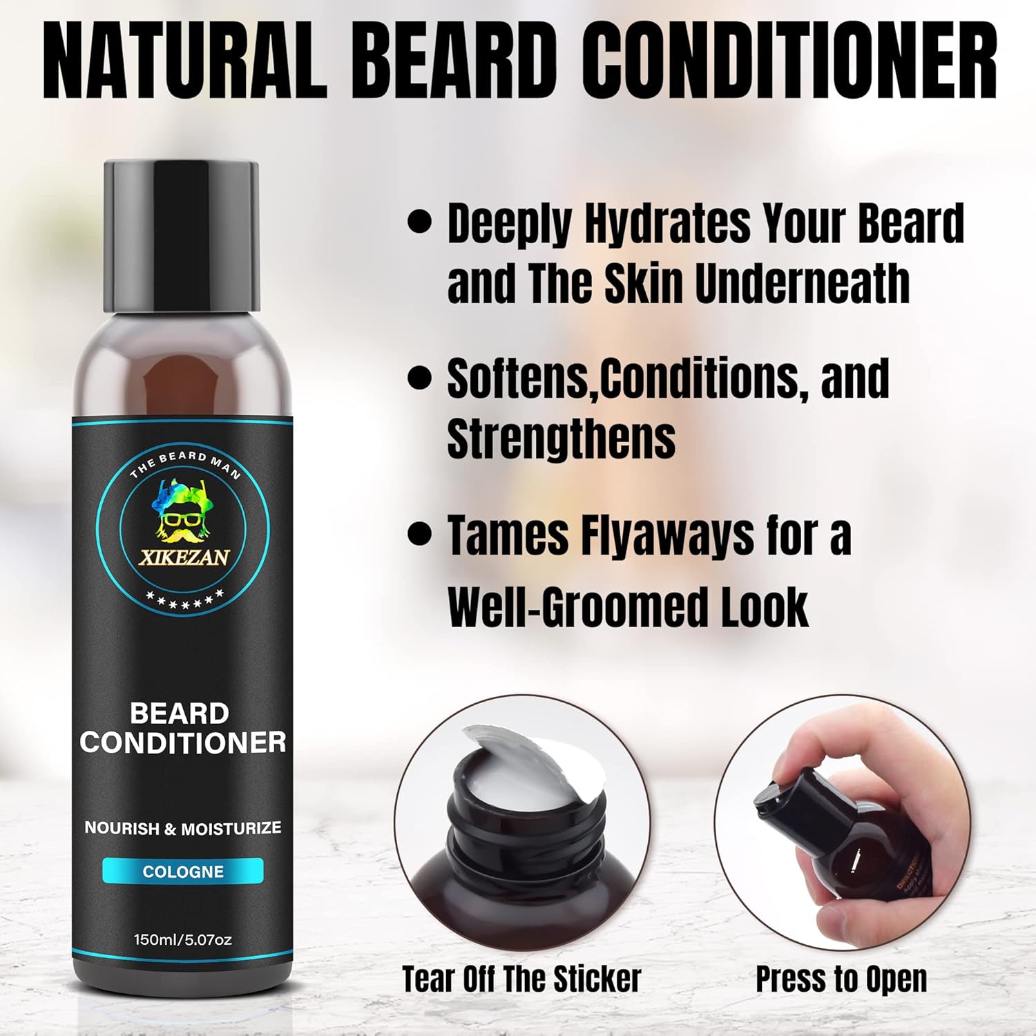 Beard Wash & Beard Conditioner Natural Beard Softener Set w/Argan & Jojoba Oils Smooths & Strengthens Beard Growth Christmas Stocking Stuffers Father Day Gifts for Men Him Dad Boyfriend Husband-3