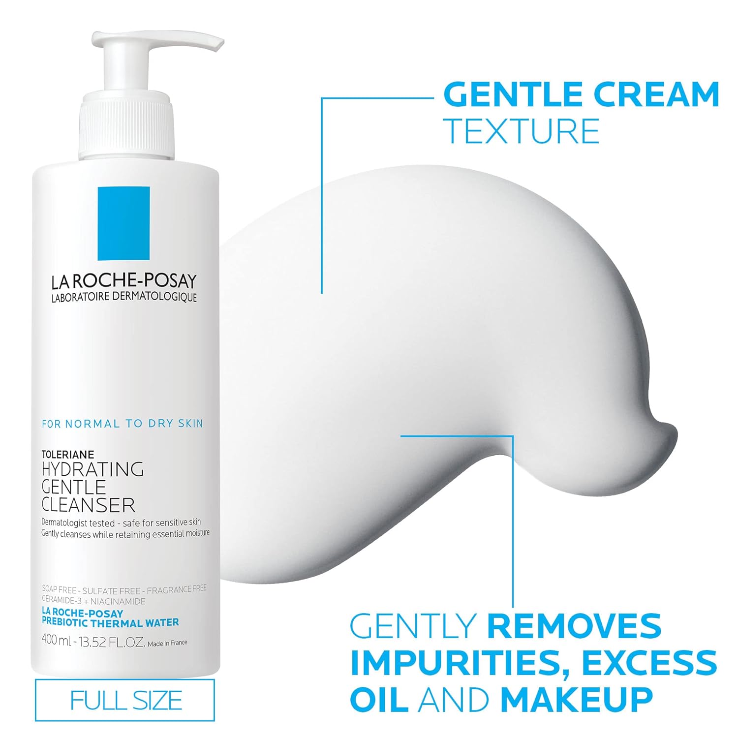 La Roche-Posay Toleriane Hydrating Gentle Face Cleanser | Hydrating Facial Cleanser With Niacinamide + Ceramides | Daily Face Wash For Dry Skin To Normal Skin | Sensitive Skin Tested | Fragrance Free-4