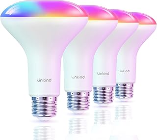 Linkind BR30 Smart Light Bulbs, WiFi Flood Light Bulbs Compatible with Alexa & Google Home, RGBTW Color Changing Light Bulb, 1800K-6500K Tunable White, E26 8W Equivalent 60W, 2.4Ghz WiFi only, 4 Pack