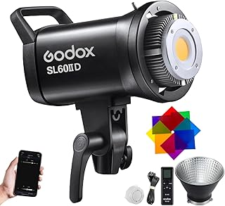 Godox SL60IID 70W LED Video Light, 18600Lux@1M 5600K COB LED Continuous Light, Bluetooth App&2.4G Wireless Remote Control 8 Built-in Fx Effects, TLCI/CRI 97+/96+Bowens Mount Studio Light