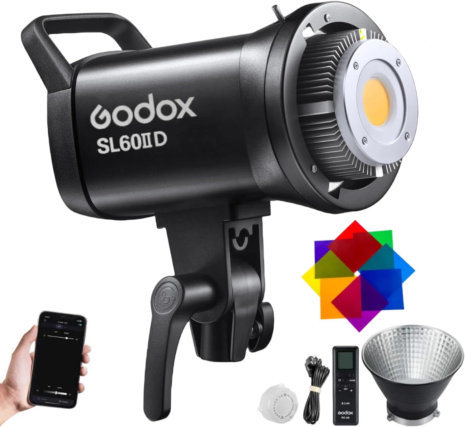 Godox SL60IID 70W LED Video Light, 18600Lux@1M 5600K COB LED Continuous Light, Bluetooth App&2.4G Wireless Remote Control 8 Built-in Fx Effects, TLCI/CRI 97+/96+Bowens Mount Studio Light-0