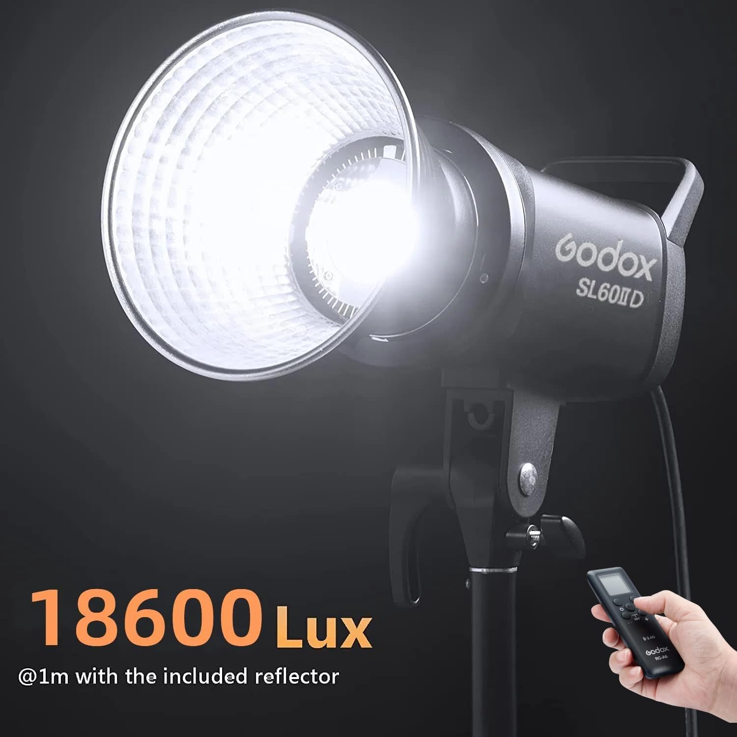 Godox SL60IID 70W LED Video Light, 18600Lux@1M 5600K COB LED Continuous Light, Bluetooth App&2.4G Wireless Remote Control 8 Built-in Fx Effects, TLCI/CRI 97+/96+Bowens Mount Studio Light-3