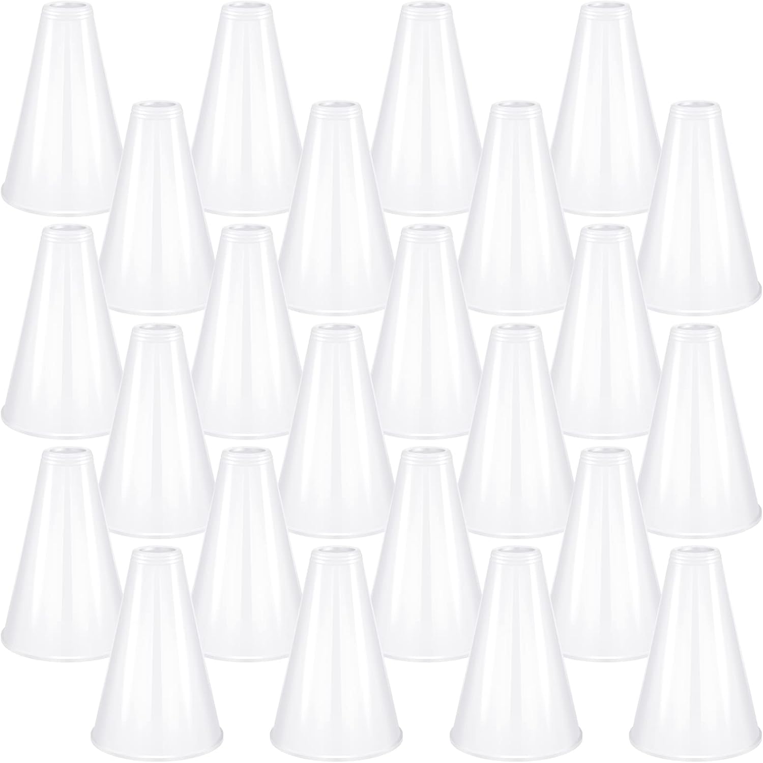 Deekin 24 Pieces White Cheer Megaphone Party Accessory Cheer Plastic Megaphone Cheerleading Megaphone Director Prop Noisemaker Toys for Party Favors Sports Match Game Outdoor Activities-0