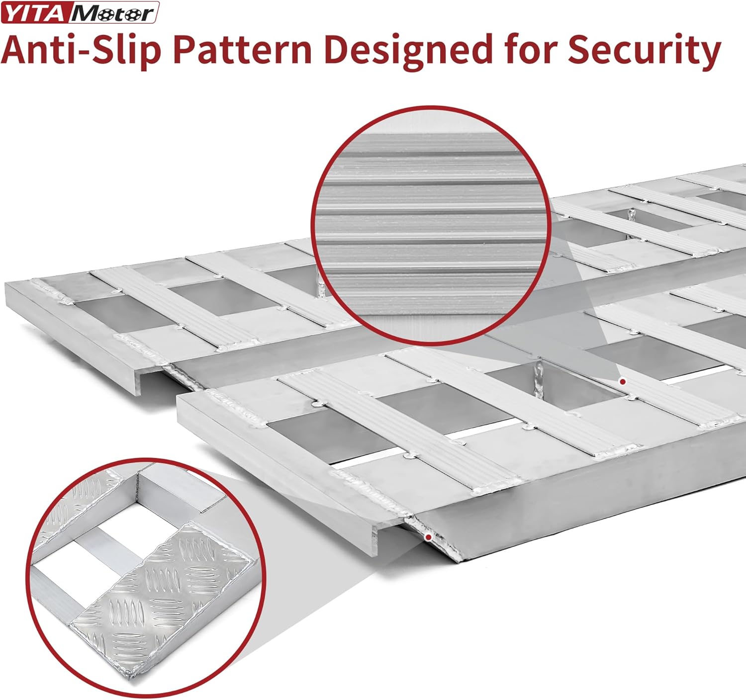 YITAMOTOR 2pcs 6000lbs 72" x 15" Aluminum Trailer Ramps, Loading Ramps Car ATV Truck Auto Hauler Knife & Hook Ends-5