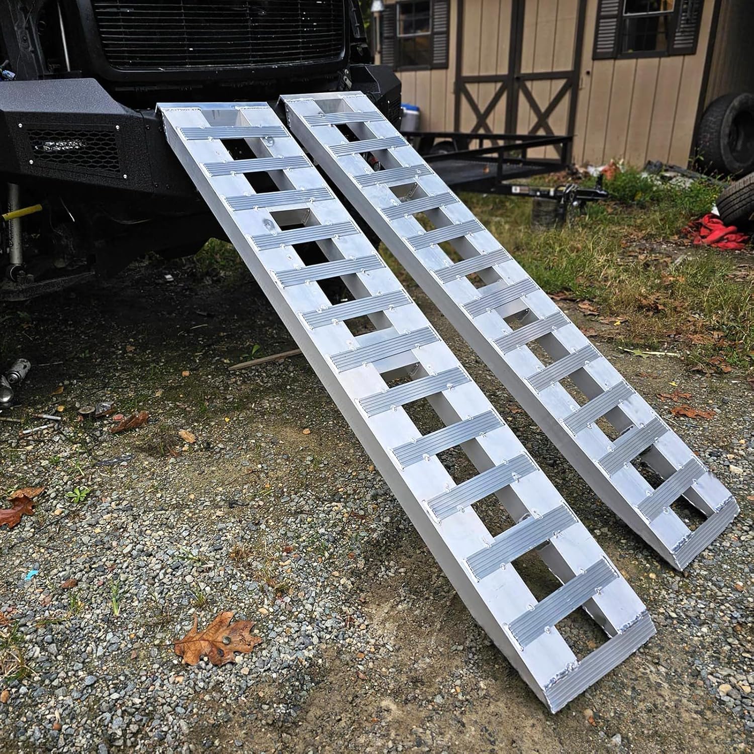 YITAMOTOR 2pcs 6000lbs 72" x 15" Aluminum Trailer Ramps, Loading Ramps Car ATV Truck Auto Hauler Knife & Hook Ends-7