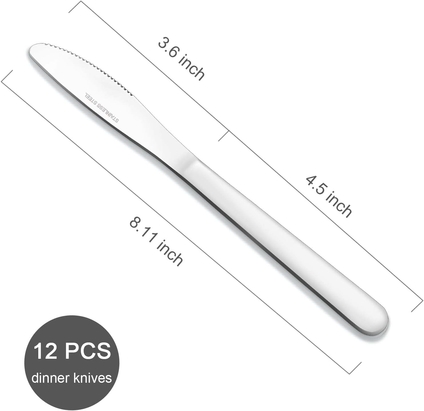 12 Pieces Dinner Knives Set, 8.1 Inches Table Knives Set, Durable Butter Knife, Food Grade Stainless Steel Dinner Knife, Cost-effective Knives Silverware - Mirror Polished, Dishwasher Safe-1