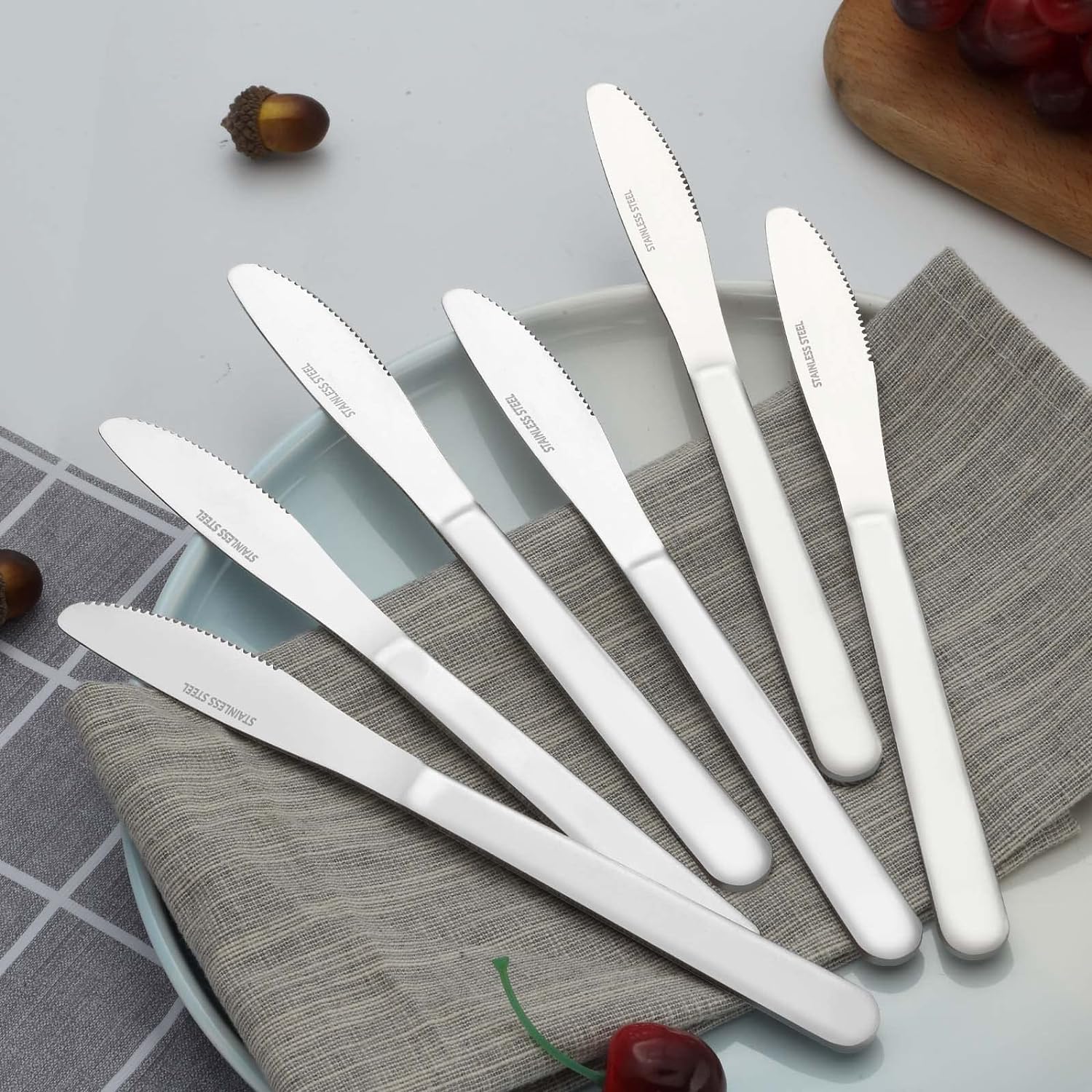 12 Pieces Dinner Knives Set, 8.1 Inches Table Knives Set, Durable Butter Knife, Food Grade Stainless Steel Dinner Knife, Cost-effective Knives Silverware - Mirror Polished, Dishwasher Safe-4