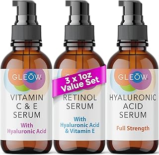 Retinol Serum for Face - Vitamin C Face Serum with Hyaluronic Acid Serum for Face - Vitamin C Serum for Face - Retinol for Face - Hydrating Face Serum for Women and Men 3x1oz - Glow Face Serums