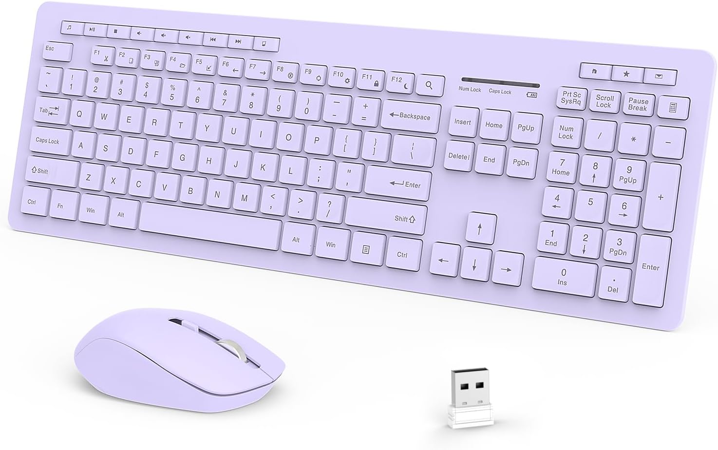 seenda Wireless Keyboard and Mouse Combo, 2.4GHz Wireless Quiet Keyboard Mouse with USB Receiver, Full Size Cute Wireless Keyboard Mouse Set for Windows Laptop Computer Desktop, Purple-0