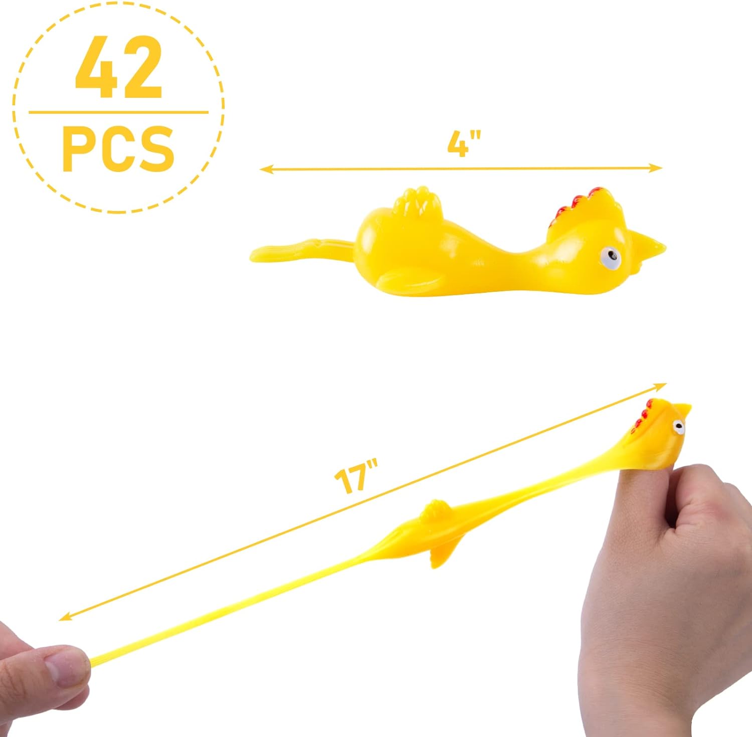 POPLAY 42PCS Flying Chicken Slingshot, Flicking Rubber Chickens Sling Shot Funny Gag Gifts for Kids Adults Party Favors Birthday Goodie Bags Stuffers Novelty Classroom Exchange Gifts-1